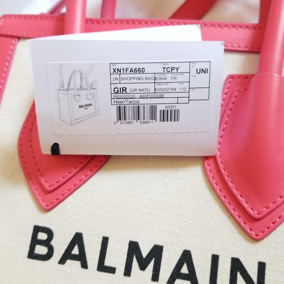 Balmain B-Army 24 Canvas Logo Shopper Crossbody Bag Natural Pink - Picture 10 of 13